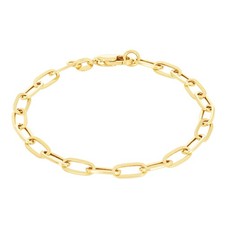 14k or Jaune 4mm Trombone Chaîne Jaseron Allongé Lien Câble Bracelet Femmes