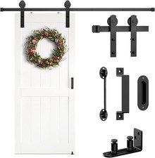 "4ft Sliding Barn Door Hardware Kit with Handles, Heavy Duty, Easy Install Bl...
