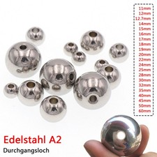 11-60mm Solide Edelstahl A2 Kugeln Rostfrei Perlen Durchgangsloch Stahlkuge Ball
