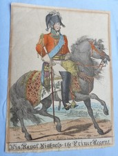 ORIGINAL DATED 1811 HAND COLOURED PRINT - BRITISH PRINCE REGENT