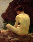 Oil painting Henry-Scott-Tuke-July-sun young boy portrait handpainted canvas art