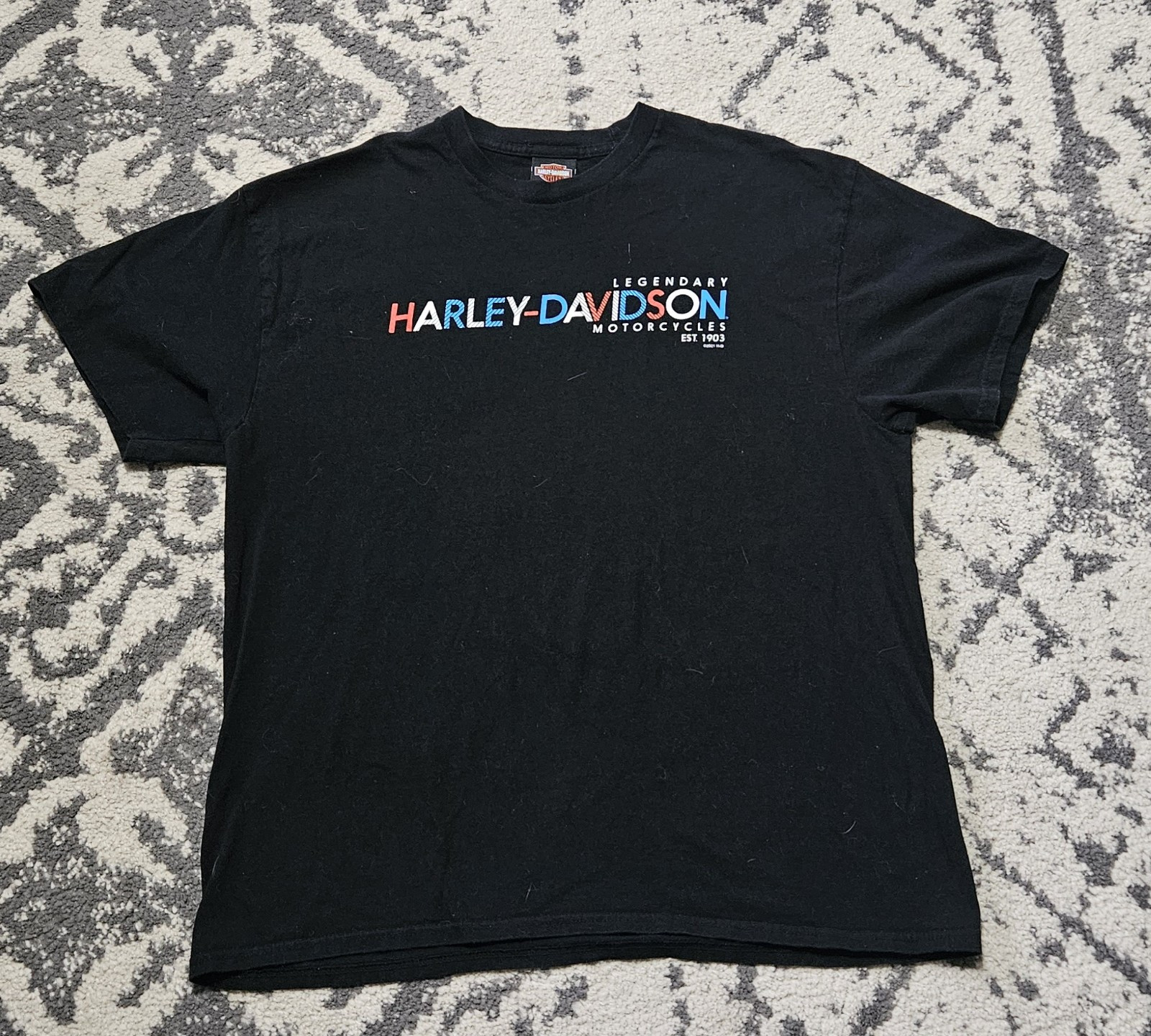 Harley Davidson Red White Blue Logo Graphic T-Shirt XL