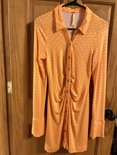 Free People Women's Vibrant Orange Long Sleeve Dress Size Medium