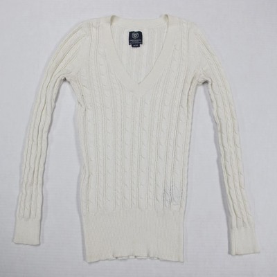American Eagle Sweater Womens M Fitted Cable Knit Y2K Babydoll Bella Swan 2000s