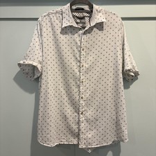 Ted Baker Shirt Mens Extra Large White Blue Floral Dot Button Up Dress Casual