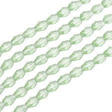 325 Pcs Teardrop Faceted Glass Crystal Beads for Jewelry Making, Clear Green