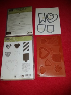 Stampin Up Stempel-Set 5 Framelits Herzen und Stempel unben.  Hearts a Flutter 