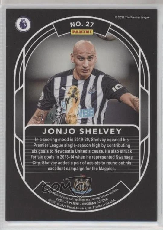 2020-21 Panini Obsidian Pitch Black Electric Etch Red /5 Jonjo Shelvey #27 - Image 2 of 2