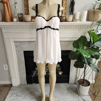 Linea Donatella Pale Pink Chemise Thong Set Sz XL Ruffle Sexy Boudoir Valentines