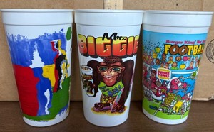 Wendy's Mr. Biggie Taco Bell Diana Ross & Burger King Football Plastic Cups