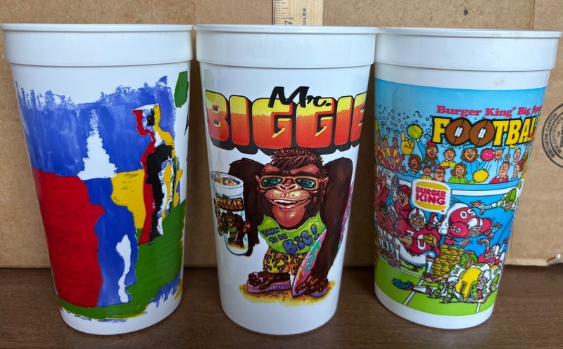 Wendy's Mr. Biggie Taco Bell Diana Ross & Burger King Football Plastic Cups