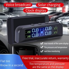 Solar Wireless TPMS Car Tire Pressure Monitoring System LCD 4 External Sensors