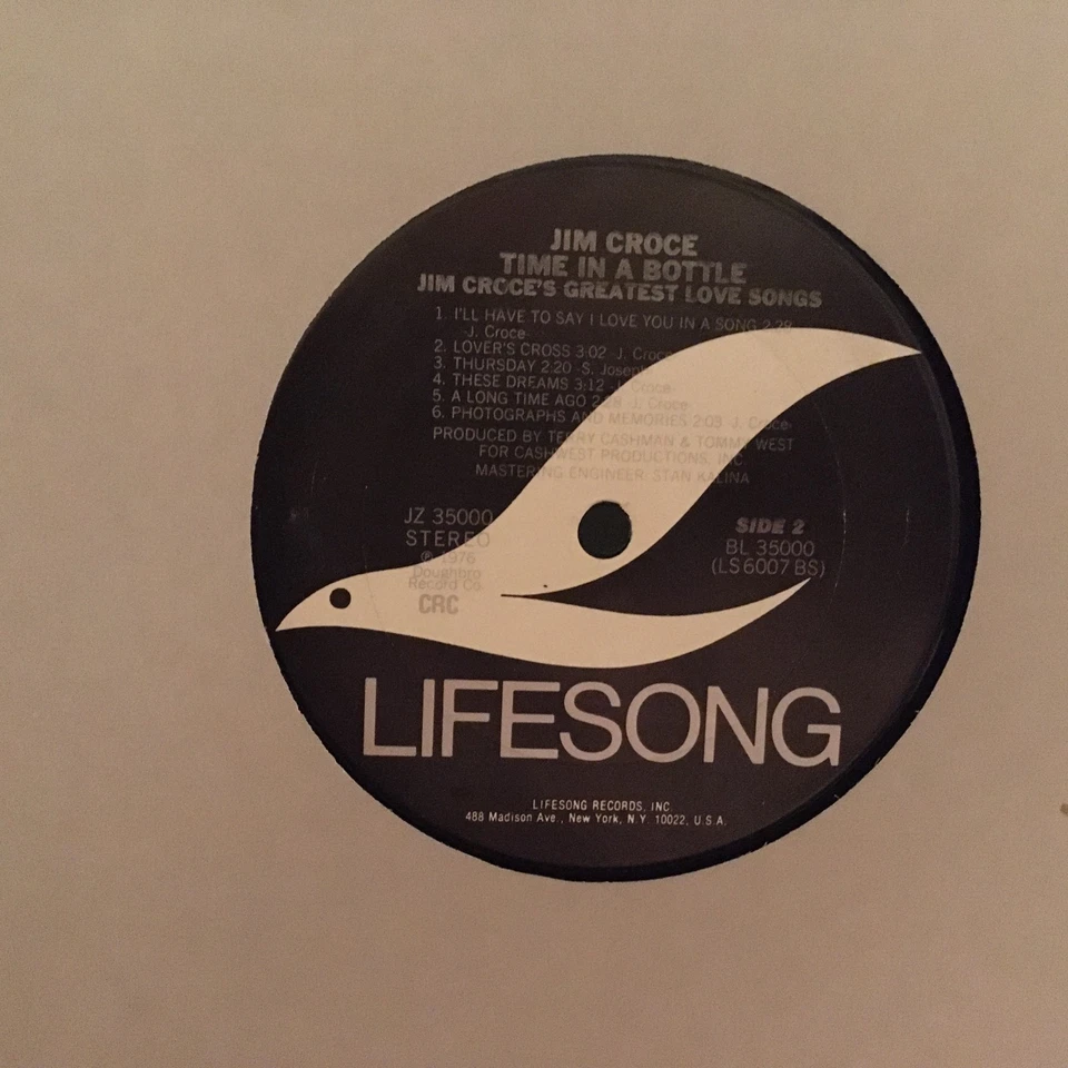 Jim Croce "Time in A Bottle" LP - LIFESONG Records 1978 / # 35000 - Изображение 4 из 4