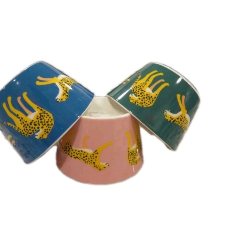 Wildlife Tidbit Dish Set Cheetah With Wool Tray Soup Cereal Salad Dessert Bowls