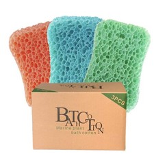 Exfoliating Bath Sponge Set   3-Pack Durable Shower Sponges for Deep Cleaning