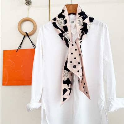 70% Cashmere 30% Silk Shawl160cmX22cm Neckerchief flower Print Scarf Bandanna