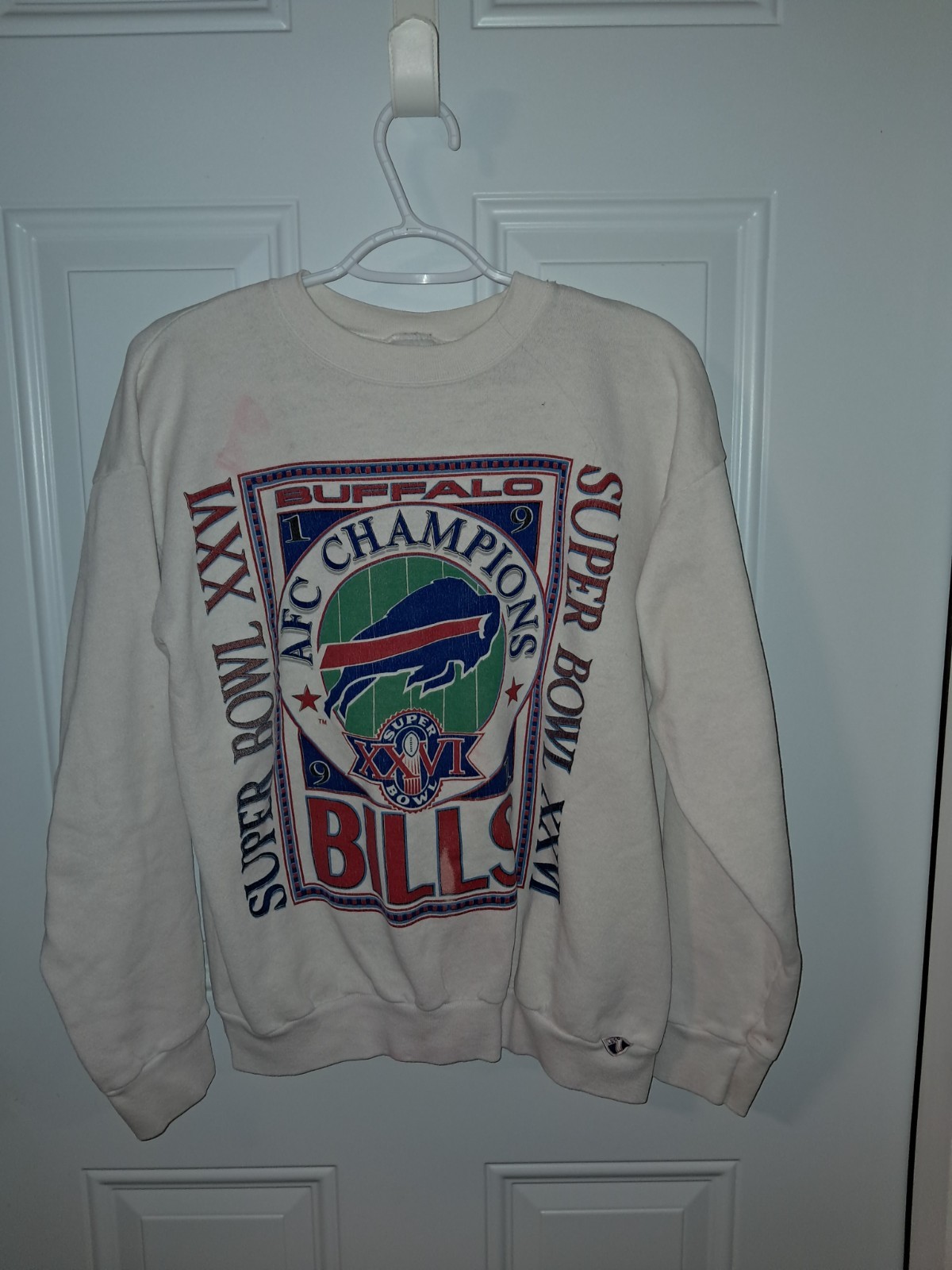 Vintage 90s Super Bowl XXVI Buffalo Bills Graphic Crewneck Sweatshirt