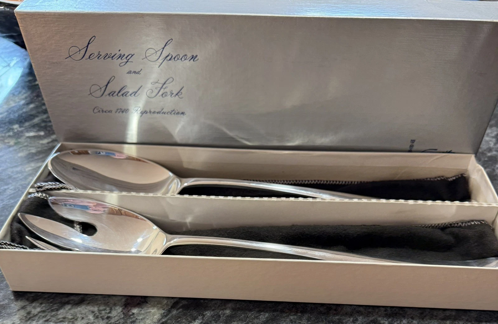 Gerity Georgian Silver Plate Serving Set Vintage Salad Spoon & Fork