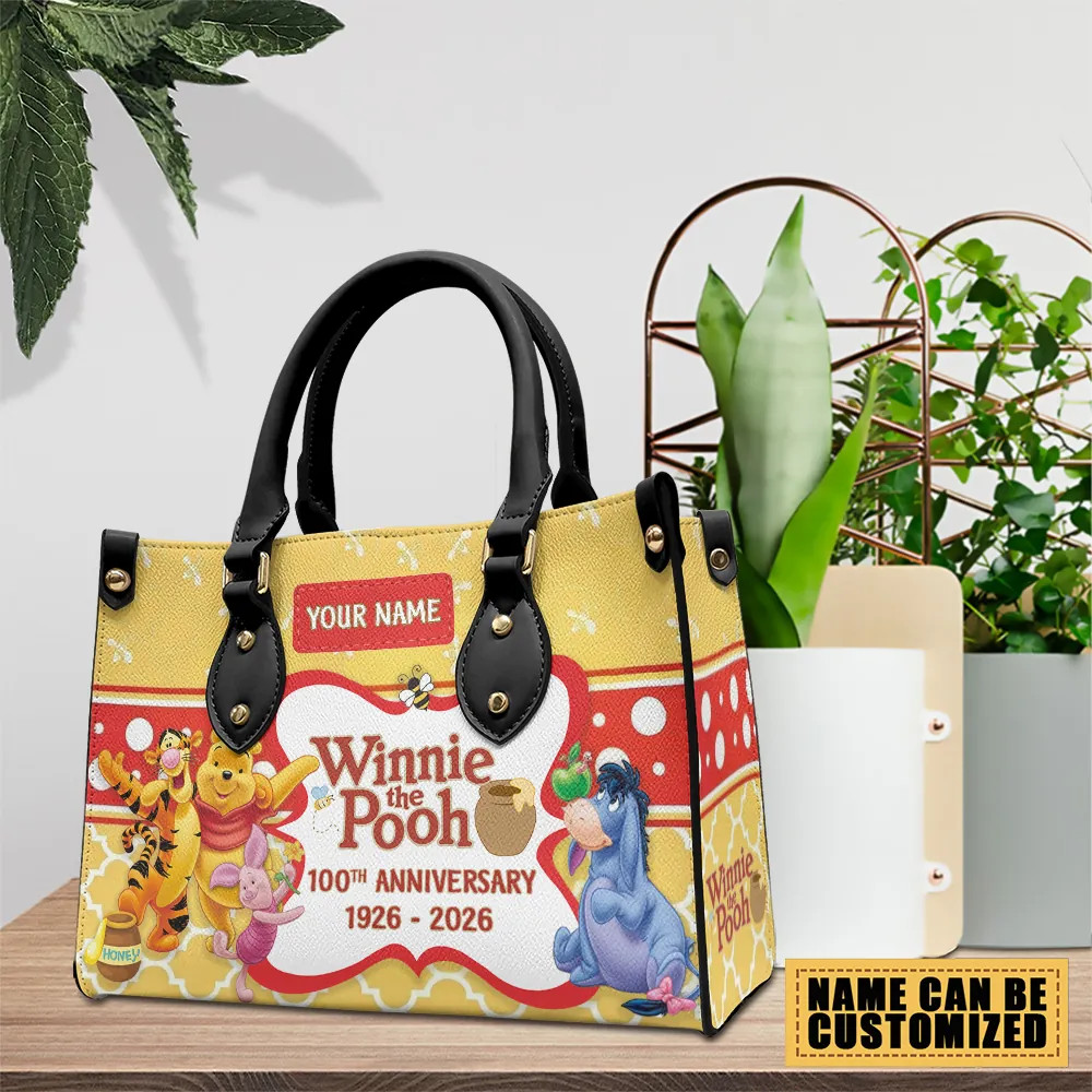Personalized Winnie-the-Pooh 100th Anniversary Leather HandBag