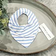 Janie and Jack Blue/White Striped Bandana Bib Size OS/NB Boy's NEW
