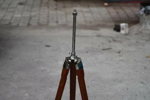 Wooden chrome nickel Corner Floor Tripod Stand Vintage Brown Suitable F/ Camera - Picture 5 of 6