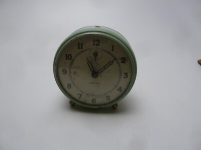 vintage Ingersoll Art Deco  Green alarm clock Rare goes