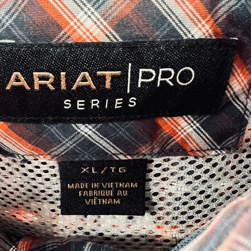 Ariat Pro Series Mens Western Shirt Extra Large Black Red Plaid Button Front - Picture 4 of 12