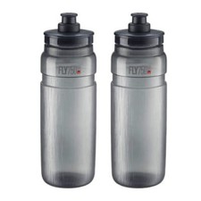 2 x Elite Fly Tex Bicycle Water Bottles - 750ml Smoke (Ultra Lightweight / Race)