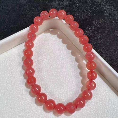 Bracciale Perline Trasparenti Pietra Preziosa Rosa Naturale Rosa Naturale 7mm AAAAA - Foto 3 di 4