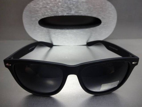 CLASSIC VINTAGE 80's RETRO Style SUN GLASSES Matte Black Frame Super Dark Lens - Picture 5 of 9
