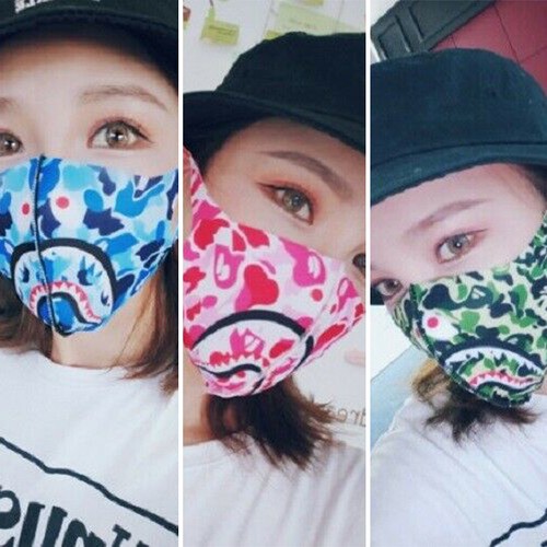 3 pcs Set Shark Mouth Fashion Slim Cotton Camouflage Masks Half Face Mouth Cover