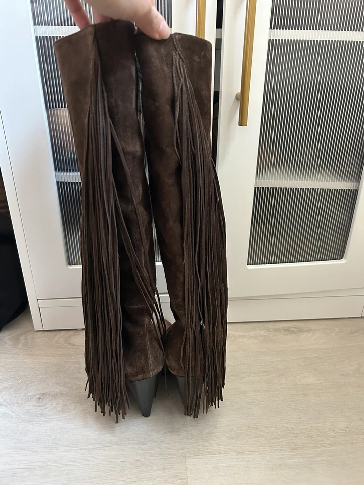 jeffrey campbell boots Brown Suede Fringe Size 6 - Image 3 of 4