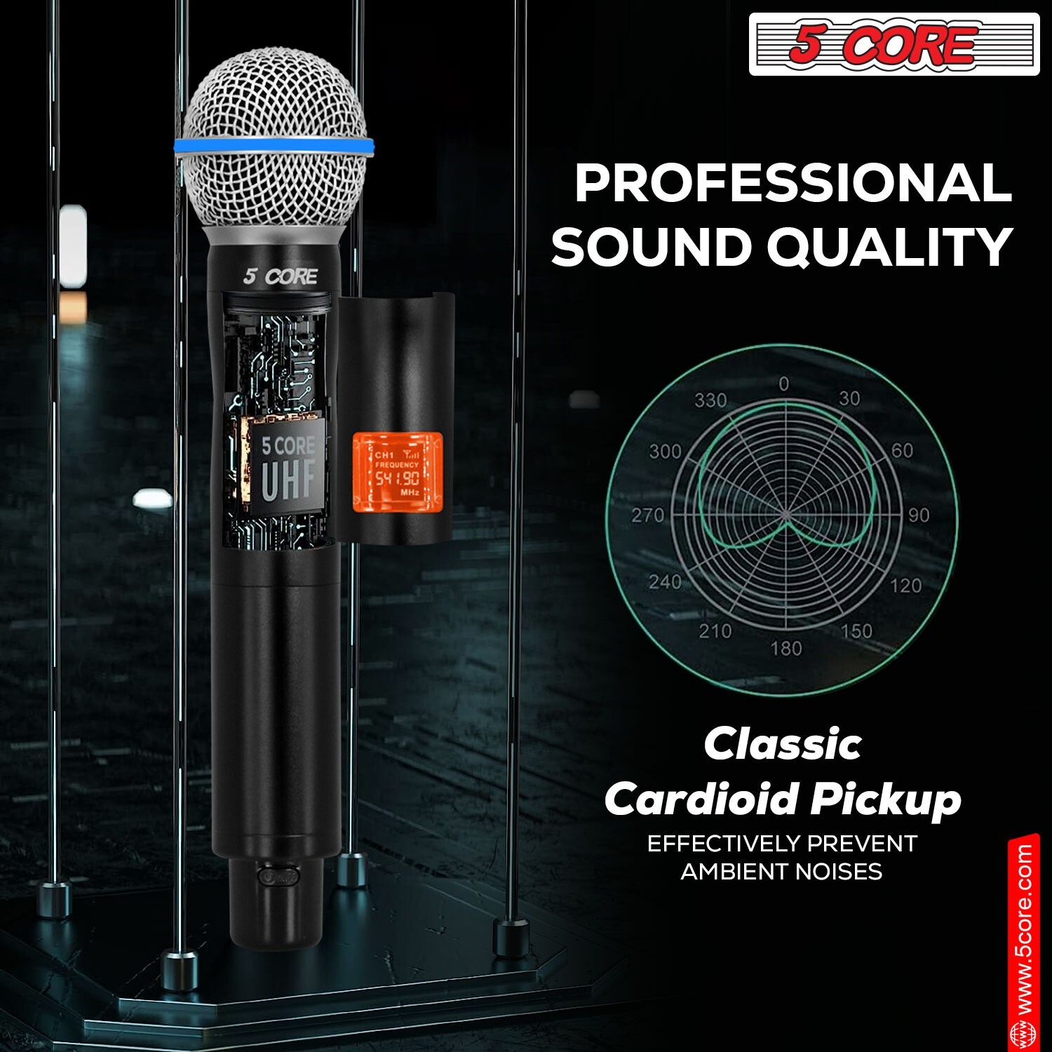 Wireless Microphone System Pro Audio UHF 4 Channel 4 Handheld Metal ...