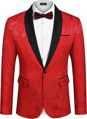 COOFANDY Men's Floral Tuxedo Jacket Paisley Shawl Lapel Stylish Suit Blazer Jack