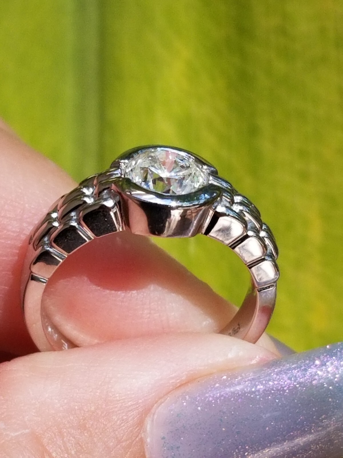 1CT Solitaire Diamond Simplistic Bezel Platinum r… - image 6