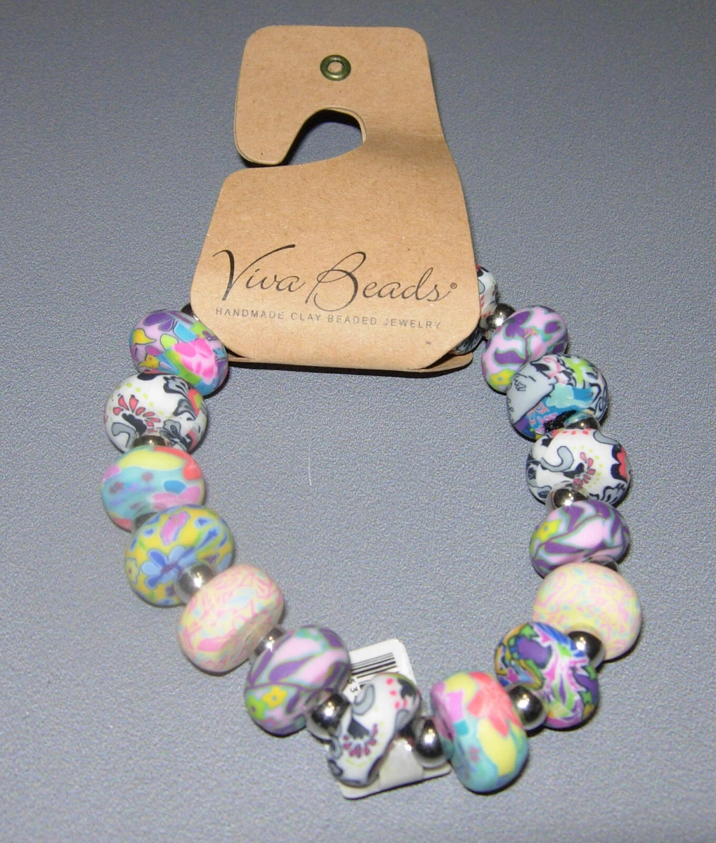 Viva Handmade Clay Beads MULTI BRACELET with silver spacers eBay