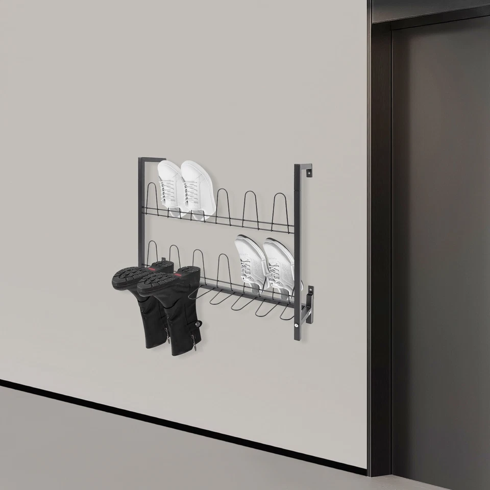 Zapatero montado en la pared de 3 niveles organizador de zapatos de metal zapatero colgante de metal Foto 3 de 4