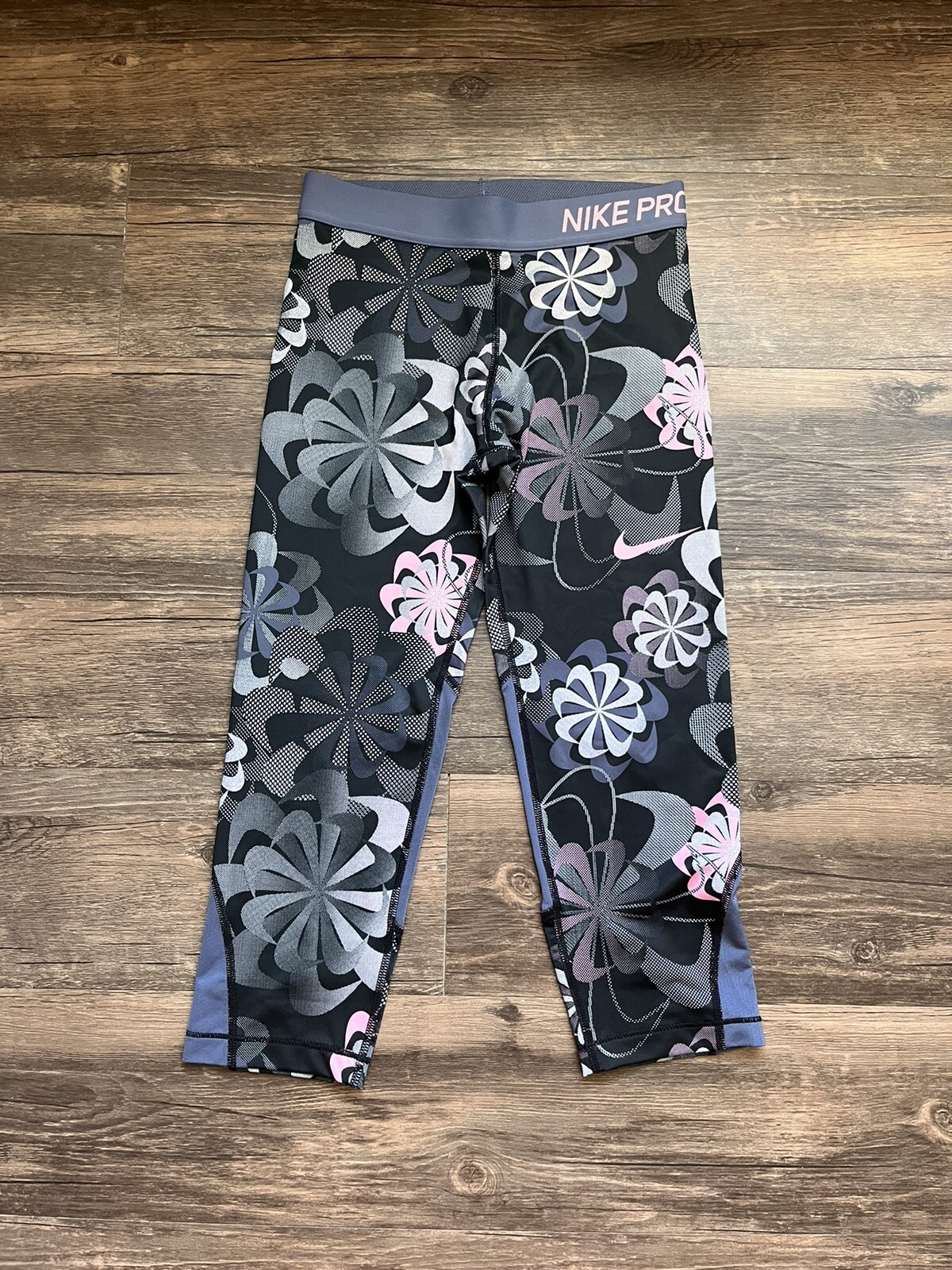 Leggings Nike Pro NIÑAS ajuste dri TALLA L tobillo negro púrpura gris rosa ropa activa-image