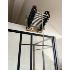 9.2ft Attic Loft Pull Down Ladder 12Step Wall Mounted Folding Loft Ladder Stairs