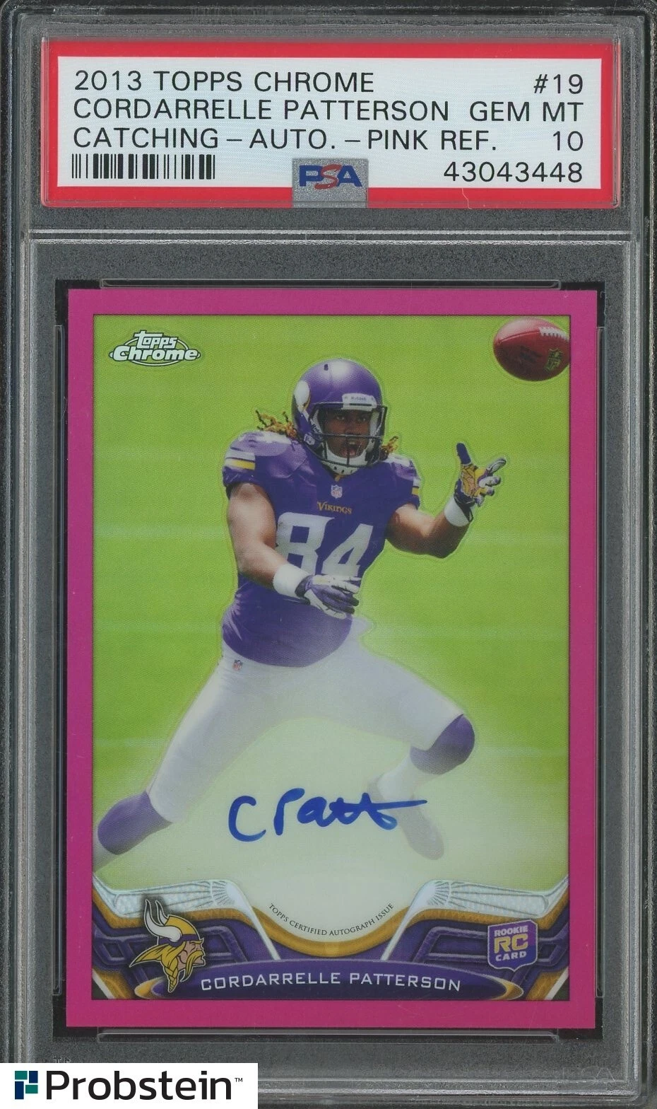 Cordarrelle Patterson Topps Chrome #19 Catching-Autograph-Pink Refractor