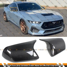 FOR 24-25 FORD MUSTANG DRY CARBON FIBER M STYLE SIDE MIRROR COVER CAP W/O LIGHT