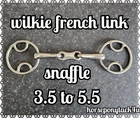 WILKIE FRENCH LINK BEVAL SNAFFLE SHOWING BIT 3.5 TO 5.5 INCH STAINLESS STEEL