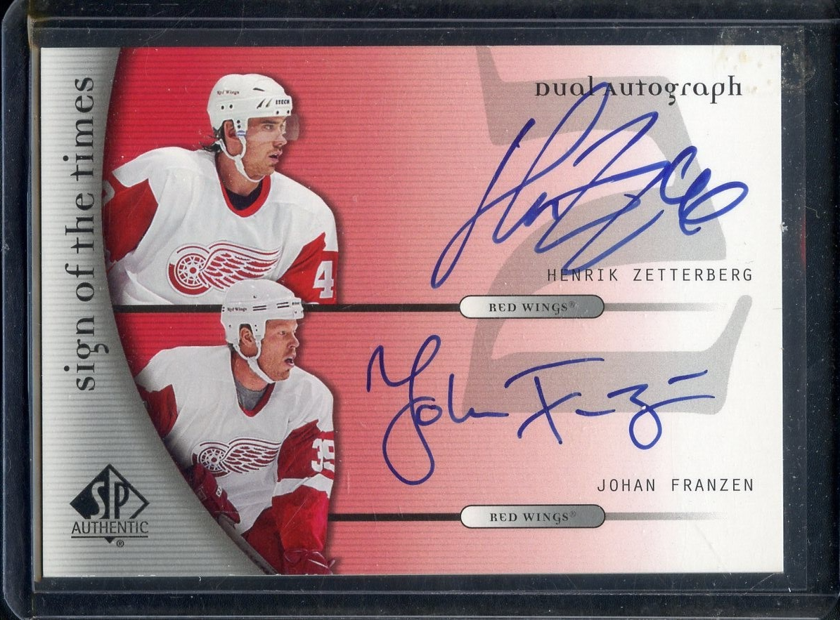 2005-06 SP Authentic Henrik Zetterberg Johan Franzen Dual Autograph Card