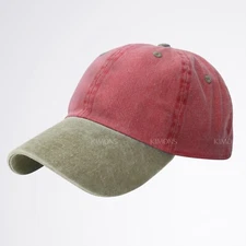 Pigment Dyed Baseball Ball Cap Washed 2Two Tone Cotton Vintage Hat Dad Summer