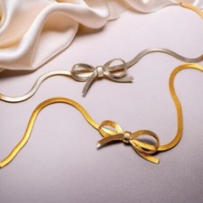 Bow Design Choker Snake Chain, Casual Cute Necklace, Minimalist Womens Accessory