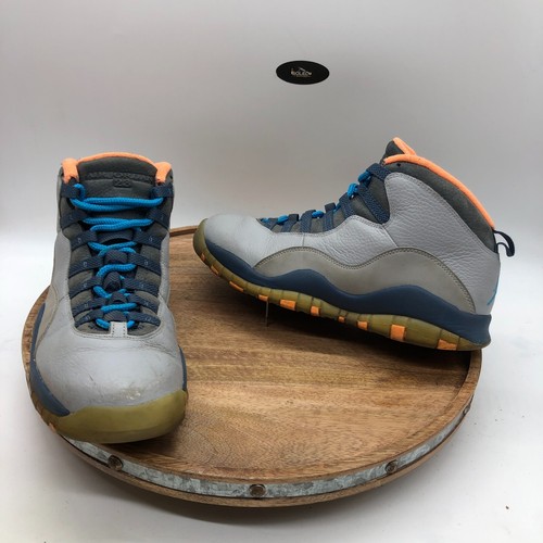 Size 9.5 - Jordan 10 Retro Bobcats Gray Orange Men Basketball Shoe Sneakers 2014 - Picture 2 of 10