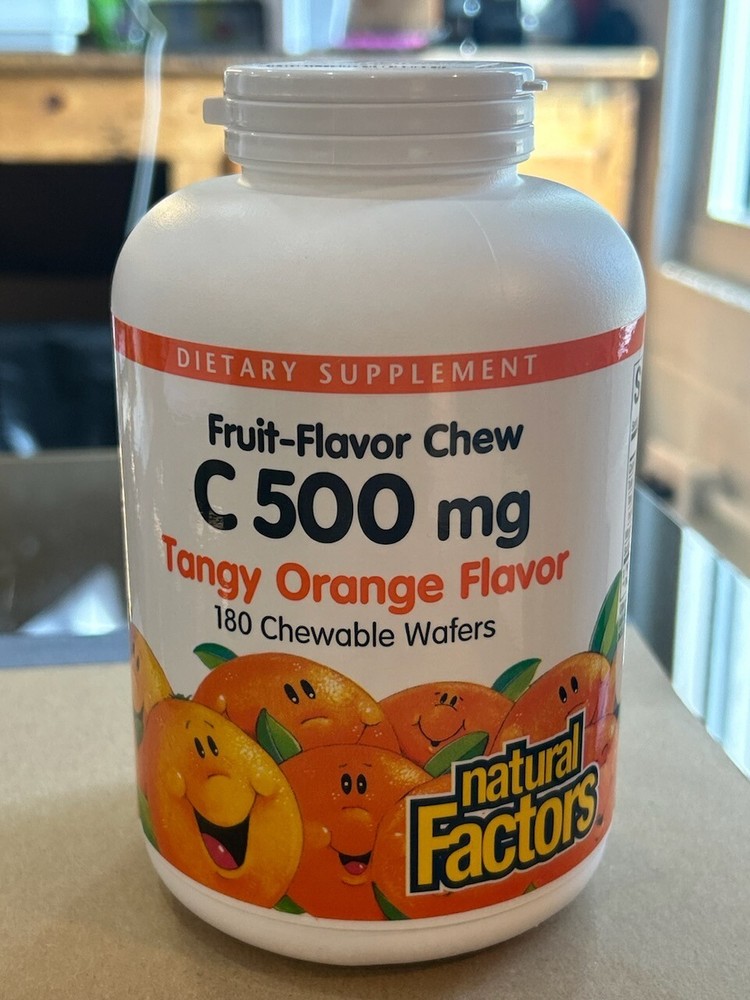Natural Factors Tangy Orange Chewable Vitamin C 500 mg, 180 Wafers