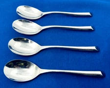 Towle WAVE Stainless Flatware -- Set of 4 Place Oval Soup Spoons 7 1/4"