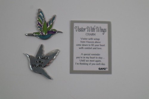 FF1 Hummingbird always in my prayers FROM HEAVEN ABOVE Pocket charm Remembrance - Foto 7 di 11