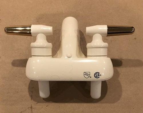 Casa rodante/cámper/remolque - grifo de baño de baño de 4" plástico blanquecino/latón pulido - Imagen 3 de 5